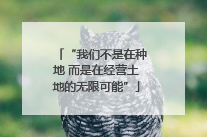 “我们不是在种地 而是在经营土地的无限可能”