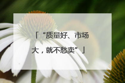 “质量好、市场大，就不愁卖”