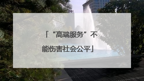 “高端服务”不能伤害社会公平