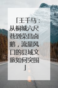 王千马：从桐城六尺巷到荣昌卤鹅，流量风口的县域文旅如何突围