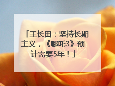 王长田：坚持长期主义，《哪吒3》预计需要5年！