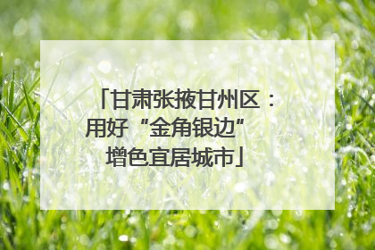 甘肃张掖甘州区：用好“金角银边” 增色宜居城市