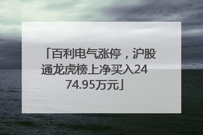 百利电气涨停，沪股通龙虎榜上净买入2474.95万元