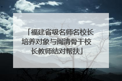 福建省级名师名校长培养对象与闽清骨干校长教师结对帮扶