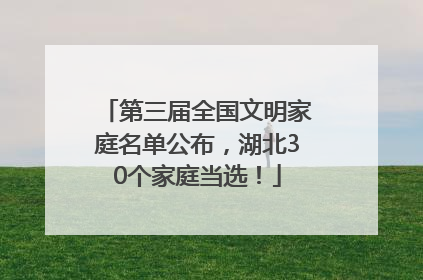 第三届全国文明家庭名单公布，湖北30个家庭当选！