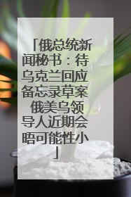 俄总统新闻秘书：待乌克兰回应备忘录草案 俄美乌领导人近期会晤可能性小
