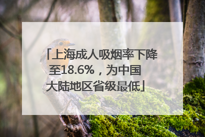 上海成人吸烟率下降至18.6%，为中国大陆地区省级最低