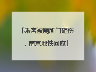 乘客被厕所门砸伤，南京地铁回应