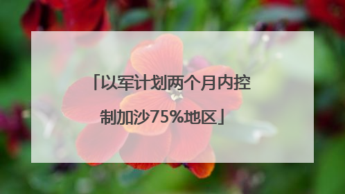 以军计划两个月内控制加沙75%地区