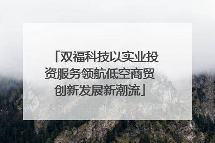 双福科技以实业投资服务领航低空商贸创新发展新潮流