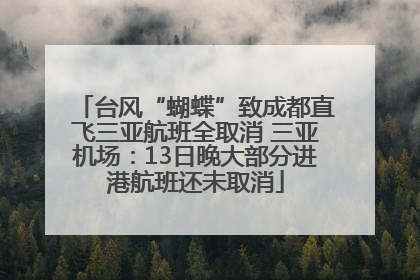 台风“蝴蝶”致成都直飞三亚航班全取消 三亚机场：13日晚大部分进港航班还未取消