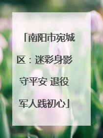 南阳市宛城区：迷彩身影守平安 退役军人践初心