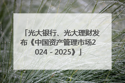 光大银行、光大理财发布《中国资产管理市场2024－2025》
