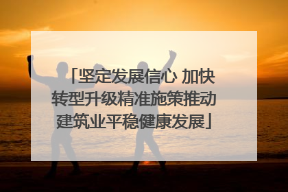 坚定发展信心 加快转型升级精准施策推动建筑业平稳健康发展