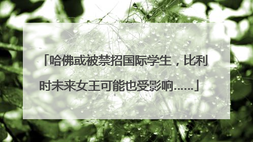 哈佛或被禁招国际学生，比利时未来女王可能也受影响……