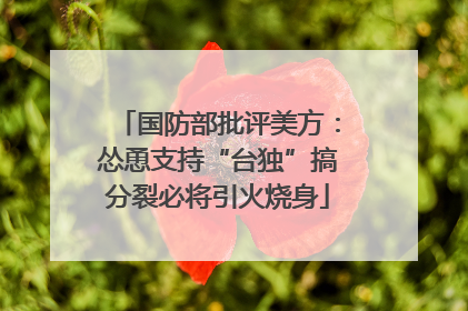国防部批评美方：怂恿支持“台独”搞分裂必将引火烧身