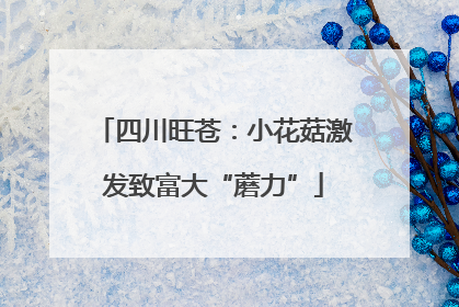 四川旺苍：小花菇激发致富大“蘑力”
