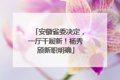 安徽省委决定，一厅干履新！杨秀颀新职明确