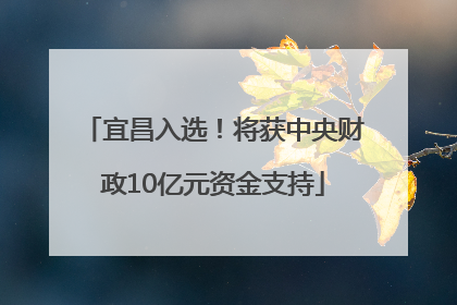 宜昌入选！将获中央财政10亿元资金支持