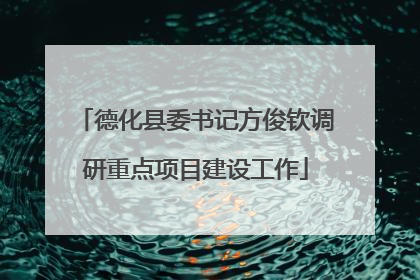 德化县委书记方俊钦调研重点项目建设工作
