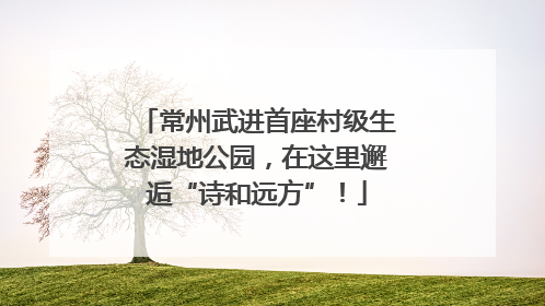常州武进首座村级生态湿地公园，在这里邂逅“诗和远方”！