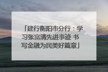 建行衡阳市分行：学习张富清先进事迹 书写金融为民美好篇章