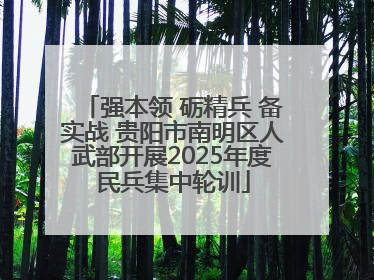 强本领 砺精兵 备实战 贵阳市南明区人武部开展2025年度民兵集中轮训