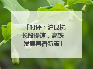 时评：沪昆杭长段提速，高铁发展再谱新篇