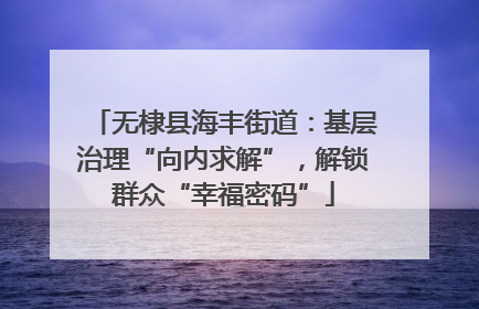 无棣县海丰街道：基层治理“向内求解”，解锁群众“幸福密码”