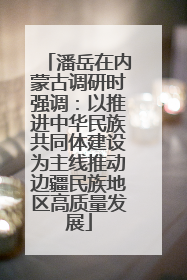潘岳在内蒙古调研时强调：以推进中华民族共同体建设为主线推动边疆民族地区高质量发展
