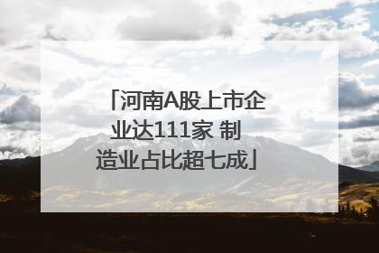 河南A股上市企业达111家 制造业占比超七成