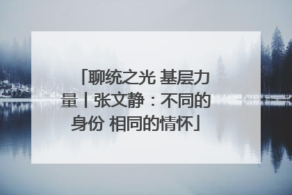 聊统之光 基层力量丨张文静：不同的身份 相同的情怀
