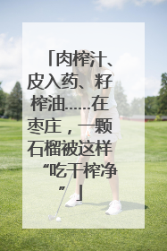 肉榨汁、皮入药、籽榨油……在枣庄，一颗石榴被这样“吃干榨净”
