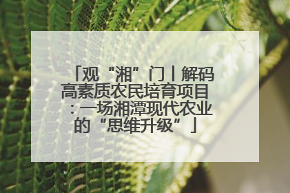 观“湘”门丨解码高素质农民培育项目：一场湘潭现代农业的“思维升级”