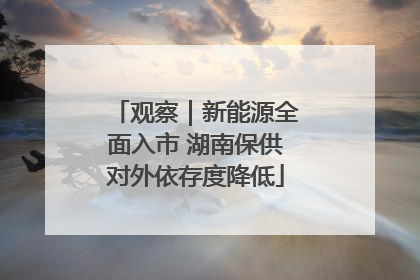 观察｜新能源全面入市 湖南保供对外依存度降低