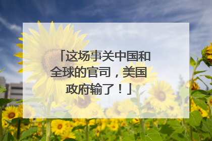 这场事关中国和全球的官司，美国政府输了！