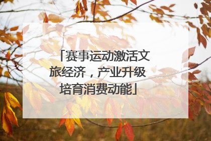 赛事运动激活文旅经济,产业升级培育消费动能