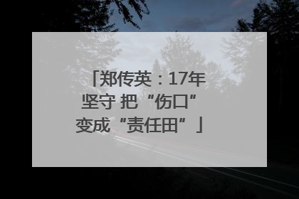 郑传英：17年坚守 把“伤口”变成“责任田”