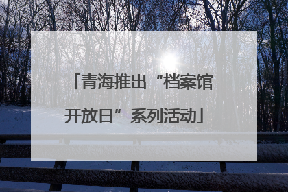 青海推出“档案馆开放日”系列活动