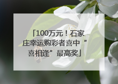 100万元！石家庄幸运购彩者喜中“喜相逢”最高奖