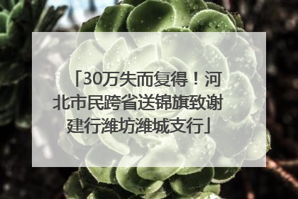 30万失而复得！河北市民跨省送锦旗致谢建行潍坊潍城支行
